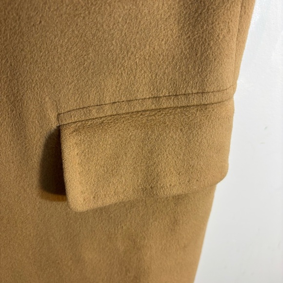 THE FOURSOME Sz L (estimated) 100% Cashmere Camel Coat Union Made Peak Lapel - Picture 3 of 12